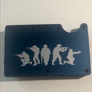 Blue Tactical Silhouette Wallet with Soldiers.